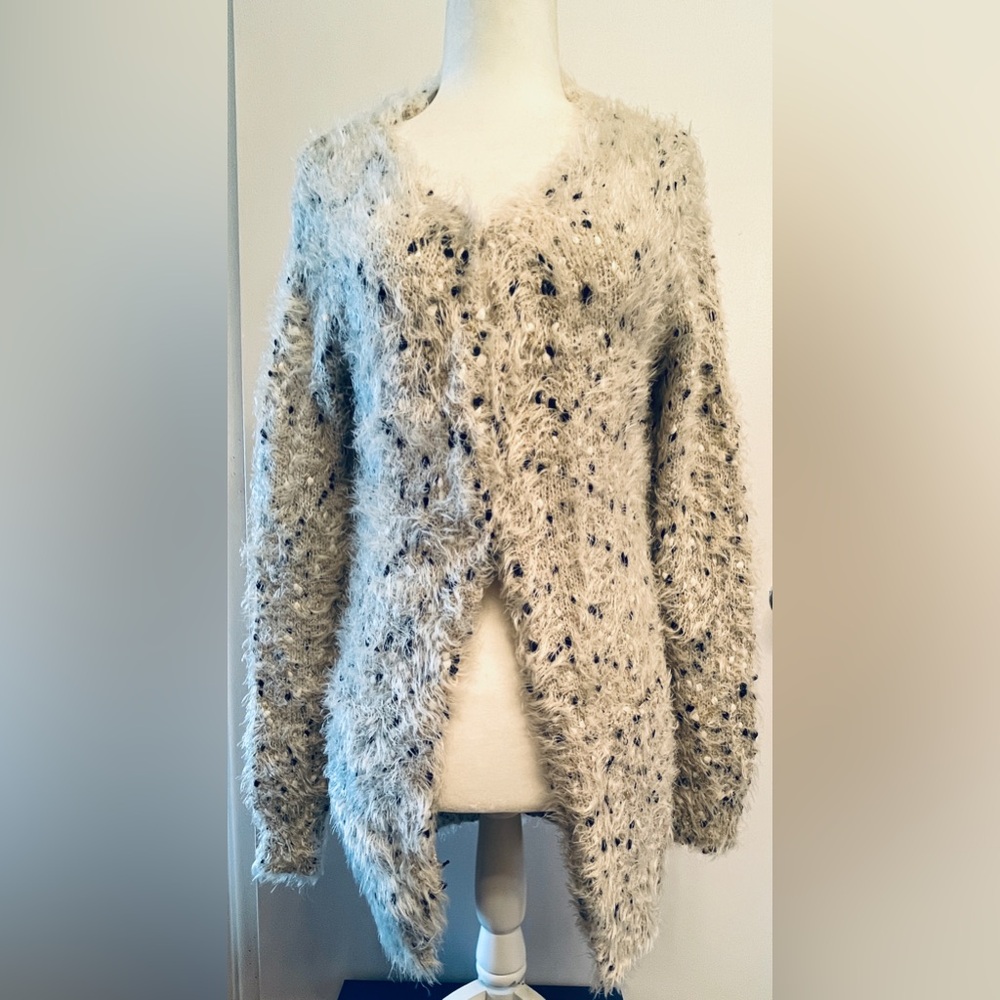 Boho Fuzzy  Gray Long Cardigan with pockets size XS by RAGA